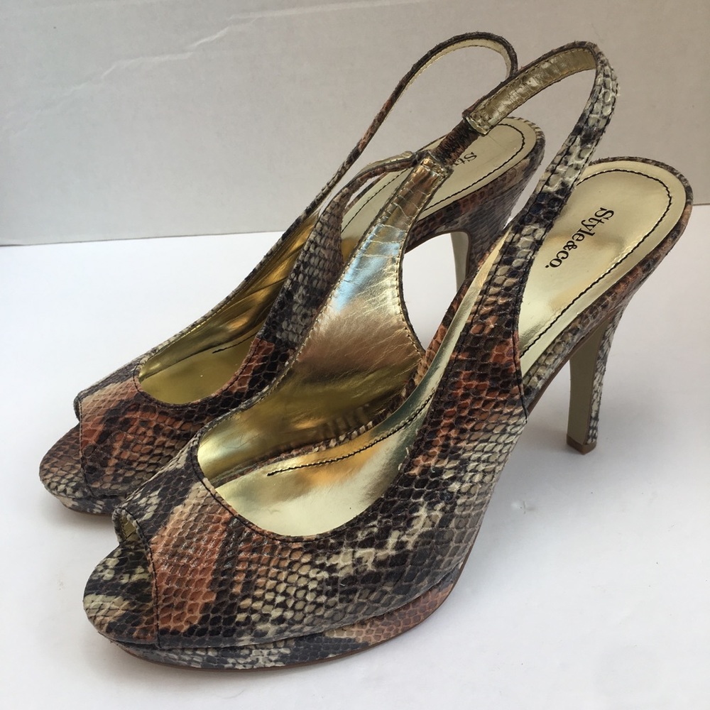 Style & Co Faux Snakeskin Peep Toe Heels FAITH 9.5 - Picture 5 of 6